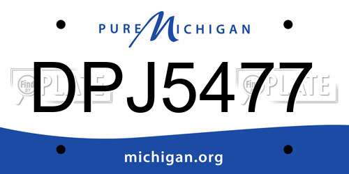 DPJ5477 Michigan License Plate