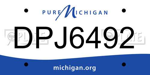 DPJ6492 Michigan License Plate