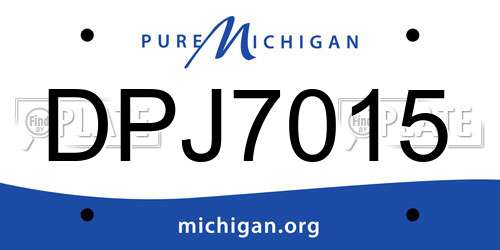 DPJ7015 Michigan License Plate