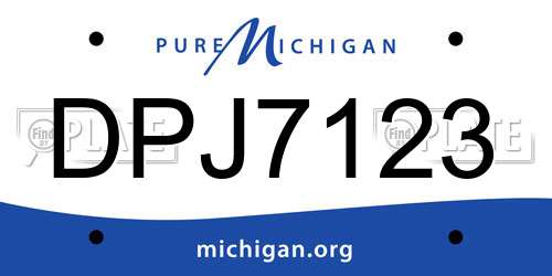 DPJ7123 Michigan License Plate
