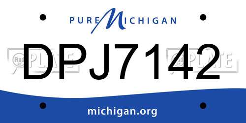 DPJ7142 Michigan License Plate
