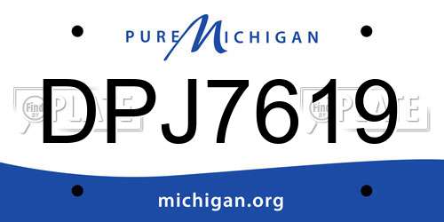 DPJ7619 Michigan License Plate
