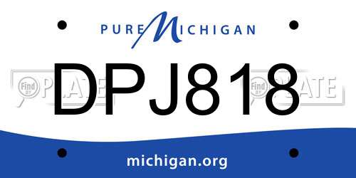 DPJ818 Michigan License Plate