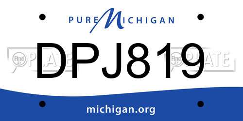 DPJ819 Michigan License Plate