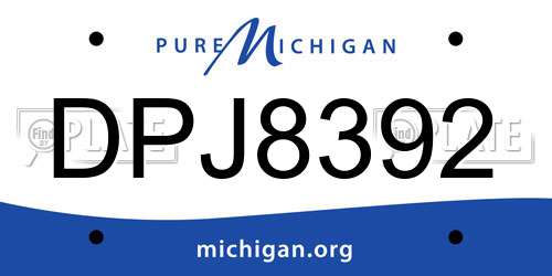 DPJ8392 Michigan License Plate