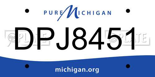 DPJ8451 Michigan License Plate