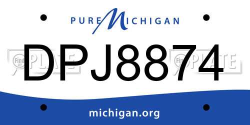 DPJ8874 Michigan License Plate