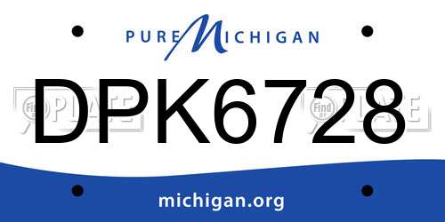 DPK6728 Michigan License Plate