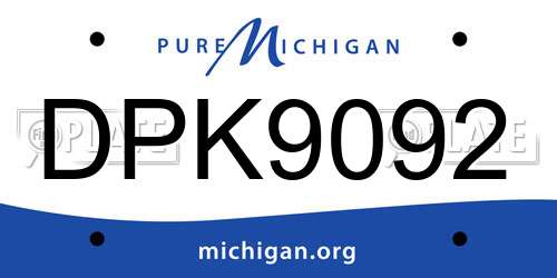 DPK9092 Michigan License Plate