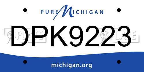 DPK9223 Michigan License Plate