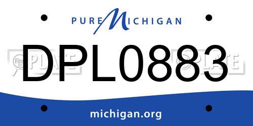 DPL0883 Michigan License Plate