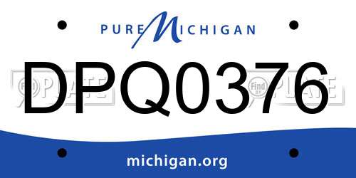 DPQ0376 Michigan License Plate