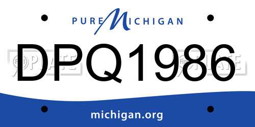 DPQ1986 Michigan License Plate