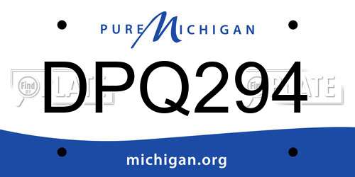 DPQ294 Michigan License Plate