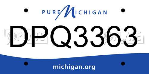DPQ3363 Michigan License Plate