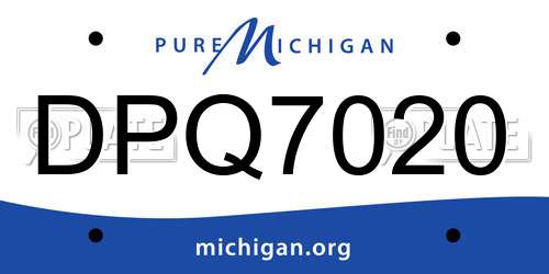 DPQ7020 Michigan License Plate