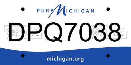 DPQ7038 Michigan License Plate
