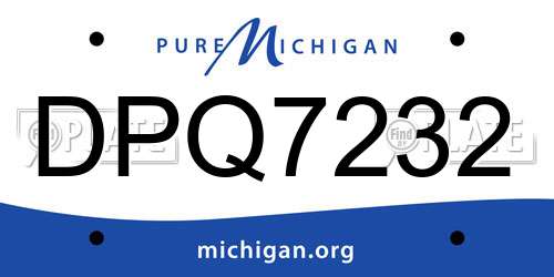 DPQ7232 Michigan License Plate
