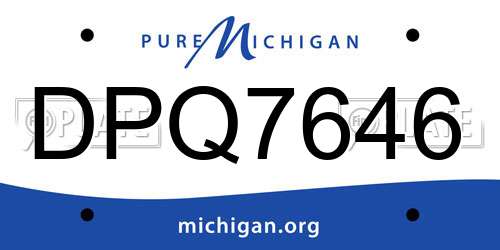 DPQ7646 Michigan License Plate