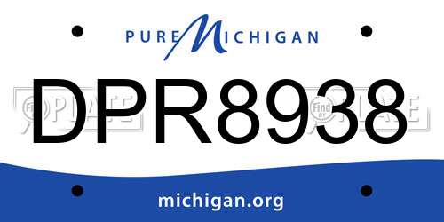 DPR8938 Michigan License Plate