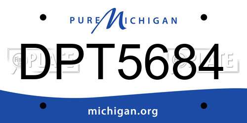DPT5684 Michigan License Plate