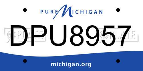 DPU8957 Michigan License Plate