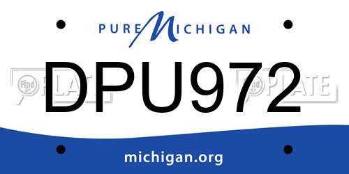 DPU972 Michigan License Plate