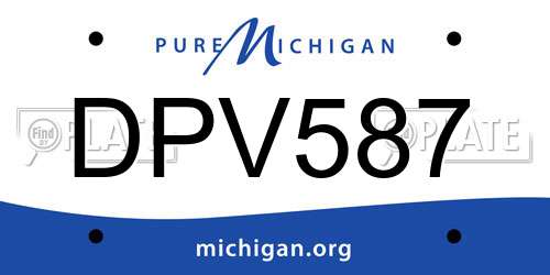 DPV587 Michigan License Plate