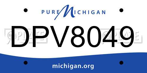 DPV8049 Michigan License Plate