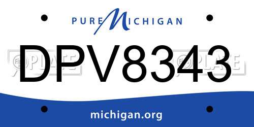 DPV8343 Michigan License Plate