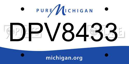 DPV8433 Michigan License Plate