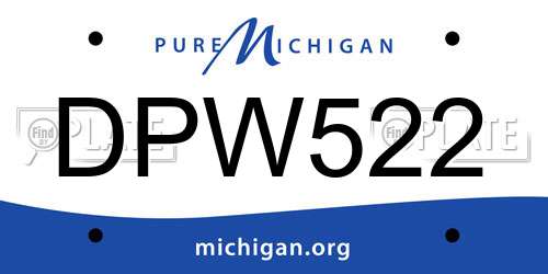 DPW522 Michigan License Plate