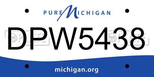 DPW5438 Michigan License Plate