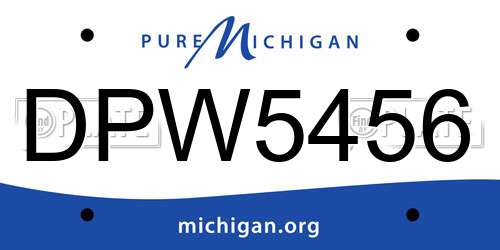 DPW5456 Michigan License Plate
