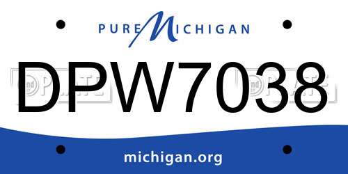 DPW7038 Michigan License Plate