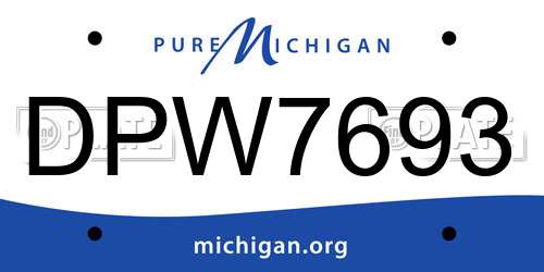 DPW7693 Michigan License Plate