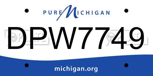 DPW7749 Michigan License Plate
