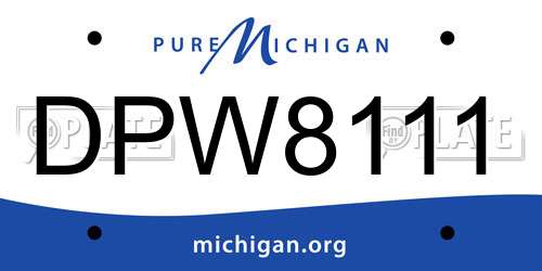 DPW8111 Michigan License Plate