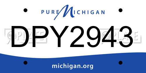 DPY2943 Michigan License Plate