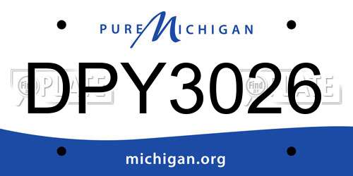 DPY3026 Michigan License Plate