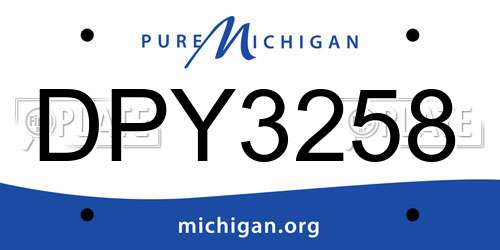 DPY3258 Michigan License Plate