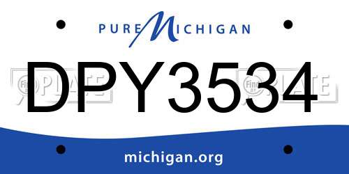 DPY3534 Michigan License Plate