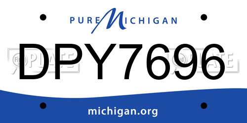 DPY7696 Michigan License Plate