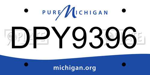 DPY9396 Michigan License Plate