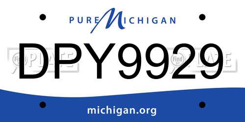 DPY9929 Michigan License Plate