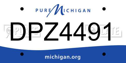DPZ4491 Michigan License Plate
