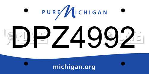 DPZ4992 Michigan License Plate