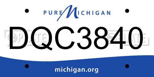 DQC3840 Michigan License Plate