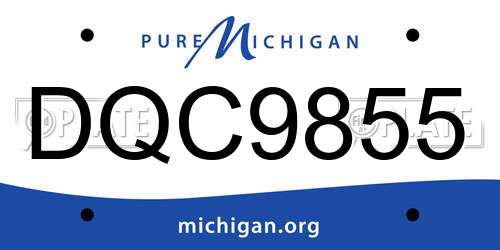 DQC9855 Michigan License Plate