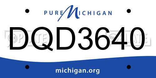 DQD3640 Michigan License Plate